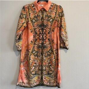 Natural Life Fiona Tunic Dress Floral Button Front Boho S